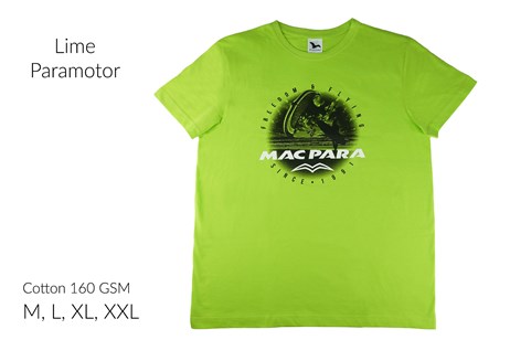 T-Shirt - Lime - Paramotor - Cotton 160 GSM