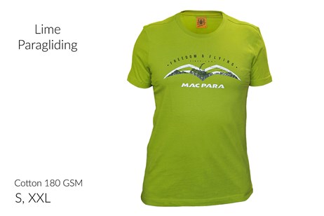  T-Shirt - Lime - Paragliding - Cotton 180 GSM