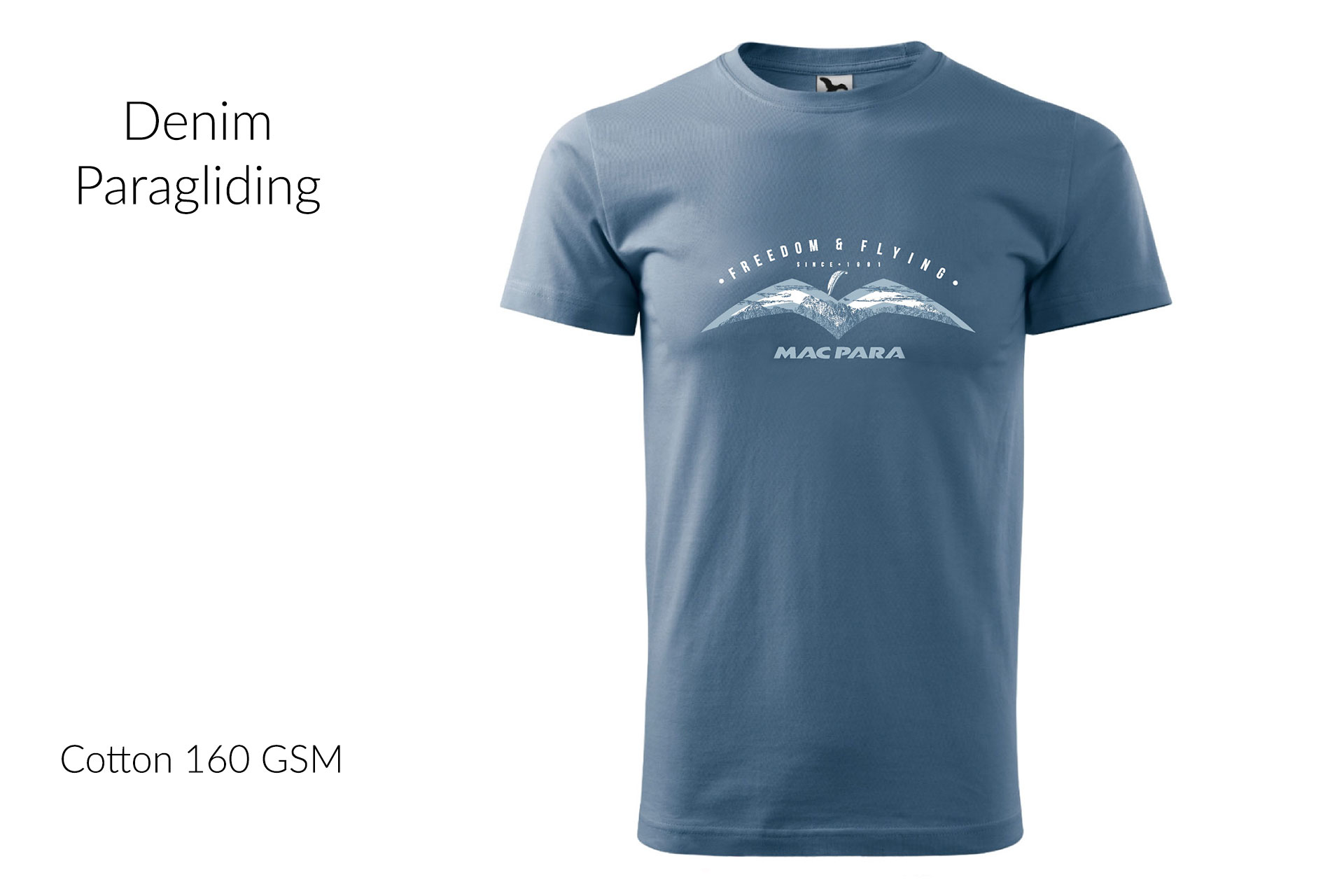 T-Shirt - Denim- Paragliding - Cotton 160 GSM